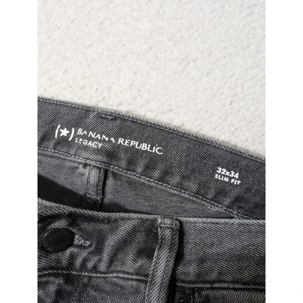 Banana Republic Jeans Mens 32/34 Gray/Black Legacy‎ Slim Fit Stretch